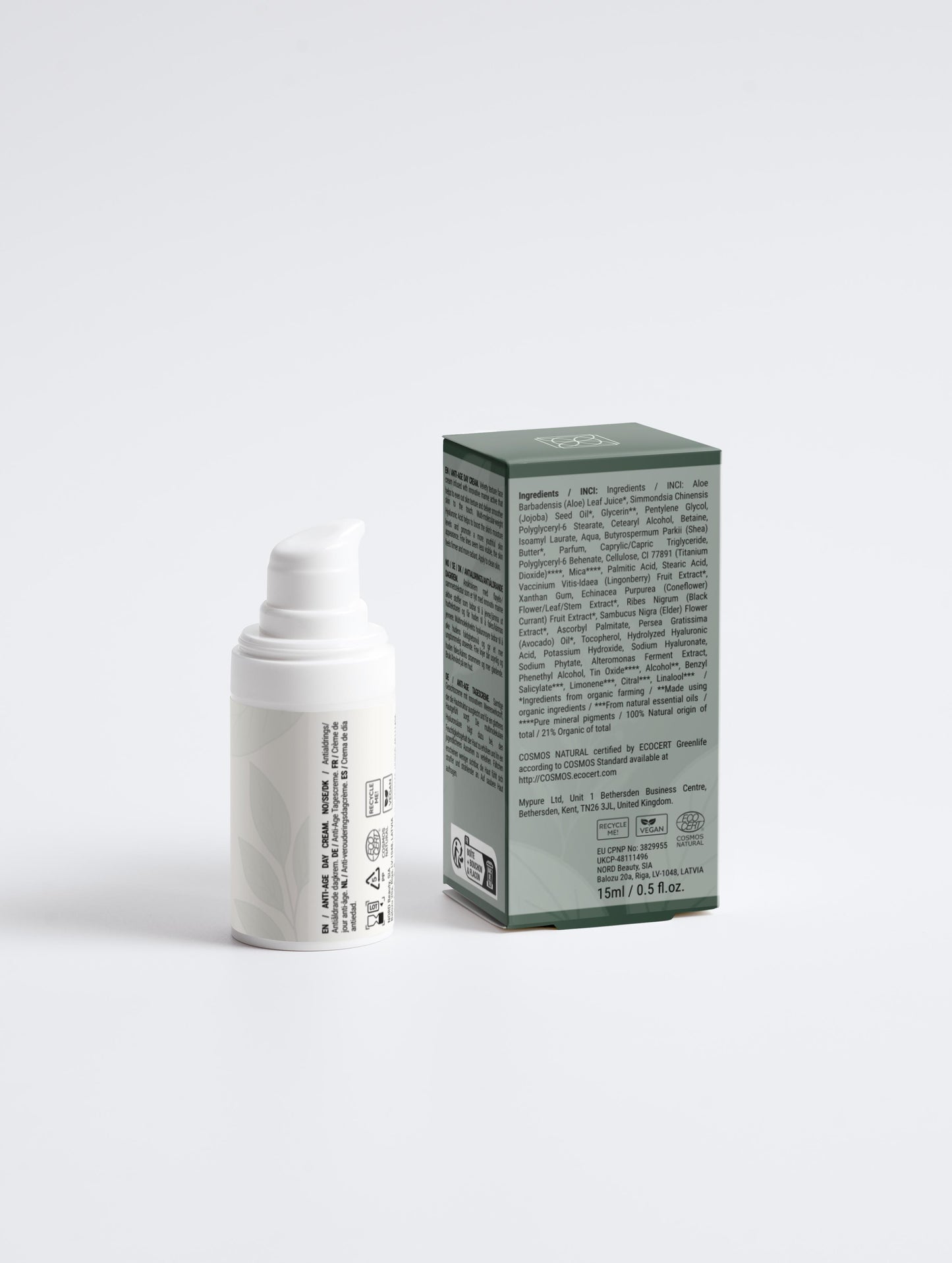 Anti Age Feuchtigkeitscreme für reife Haut 15ml Verpackung Rückseite