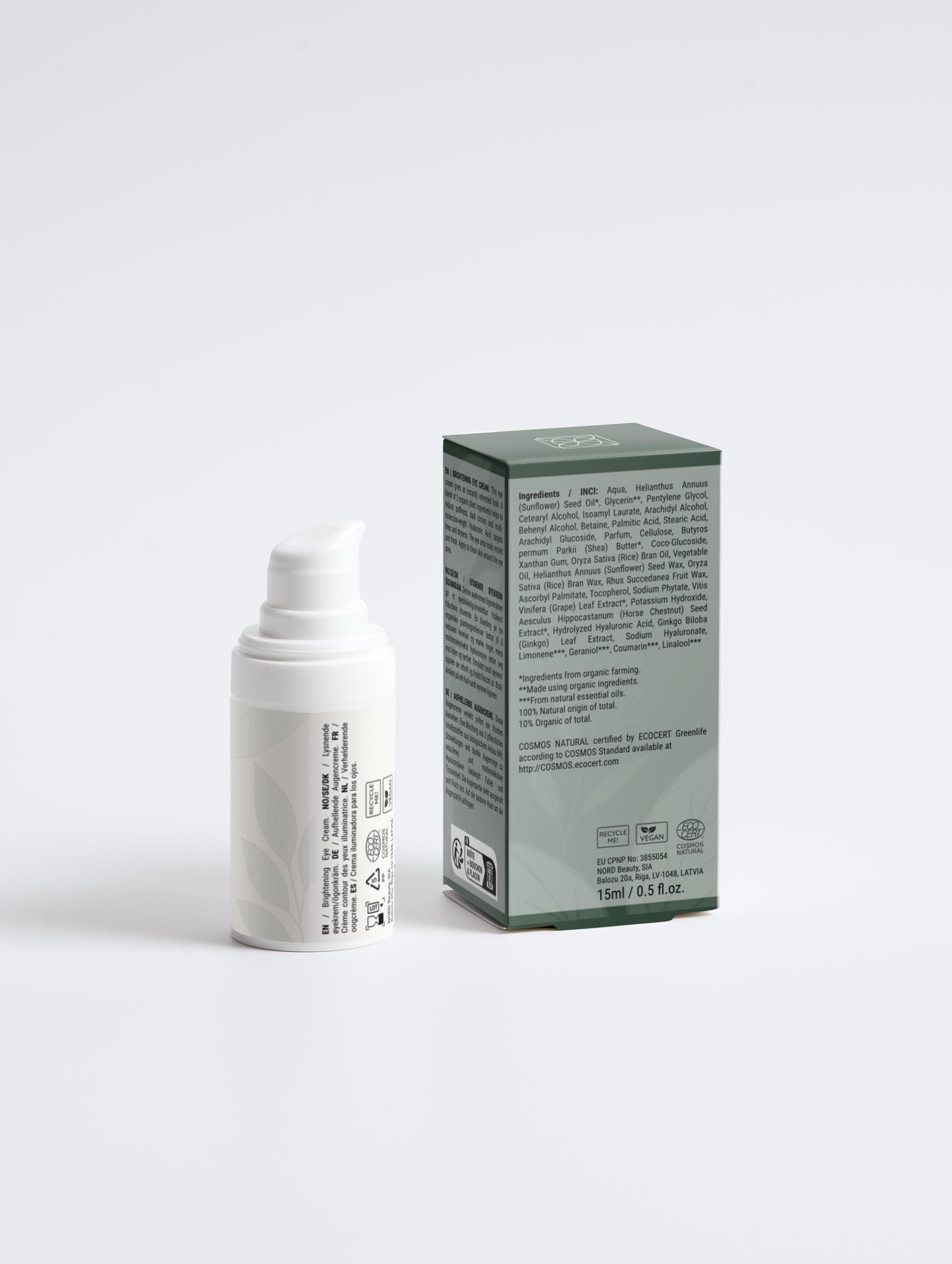 Aufhellende Bio Augencreme gegen Augenringe Verpackung Rückseite