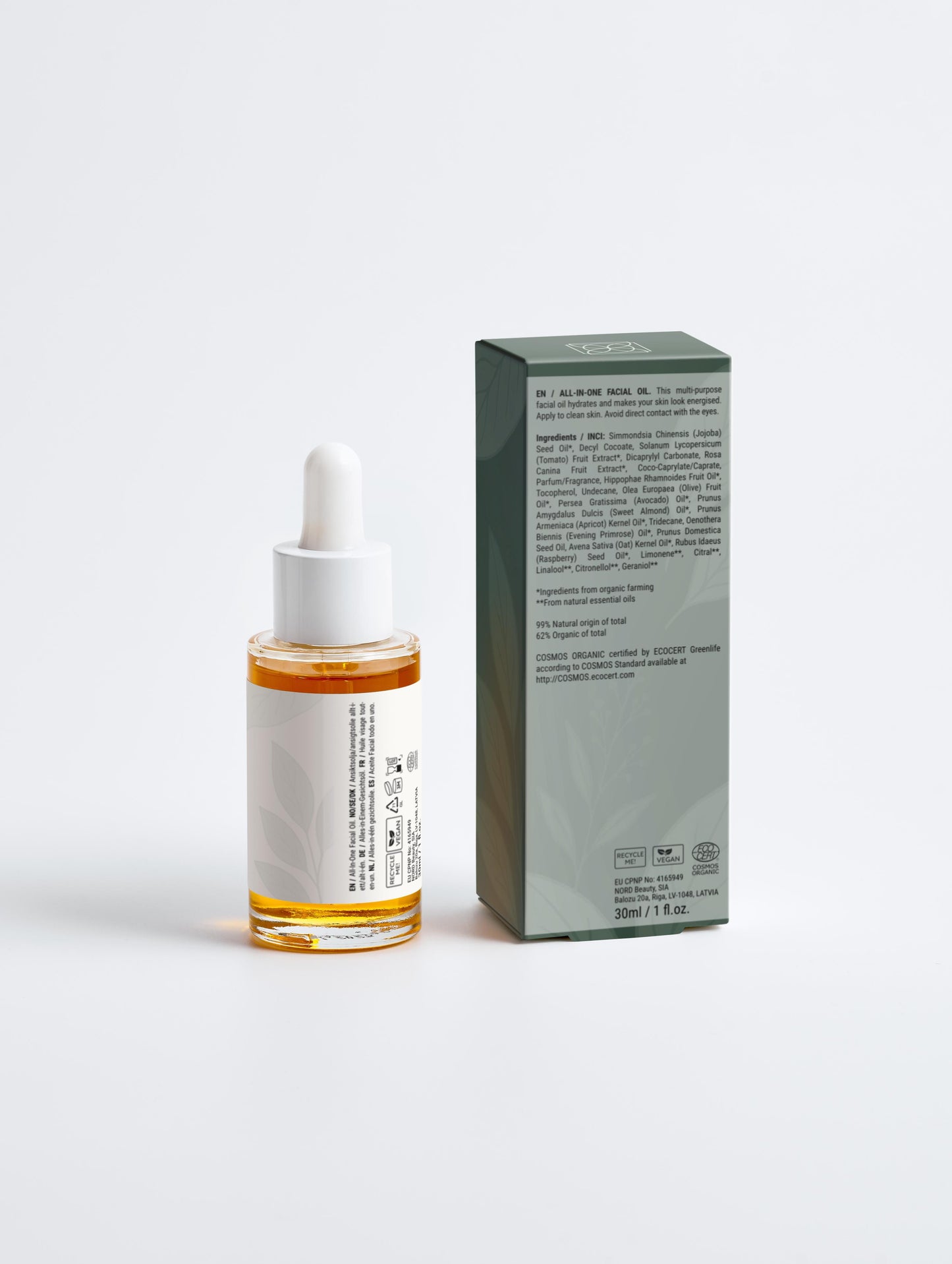 Nährendes Naturkosmetik Gesichtsöl für trockene Haut Verpackung Rückseite