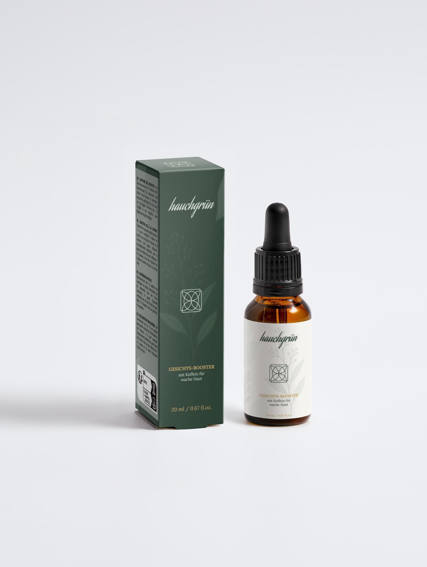 Ölfreier Gesichts-Booster mit Koffein für wache Haut 20ml Verpackung Vorderseite