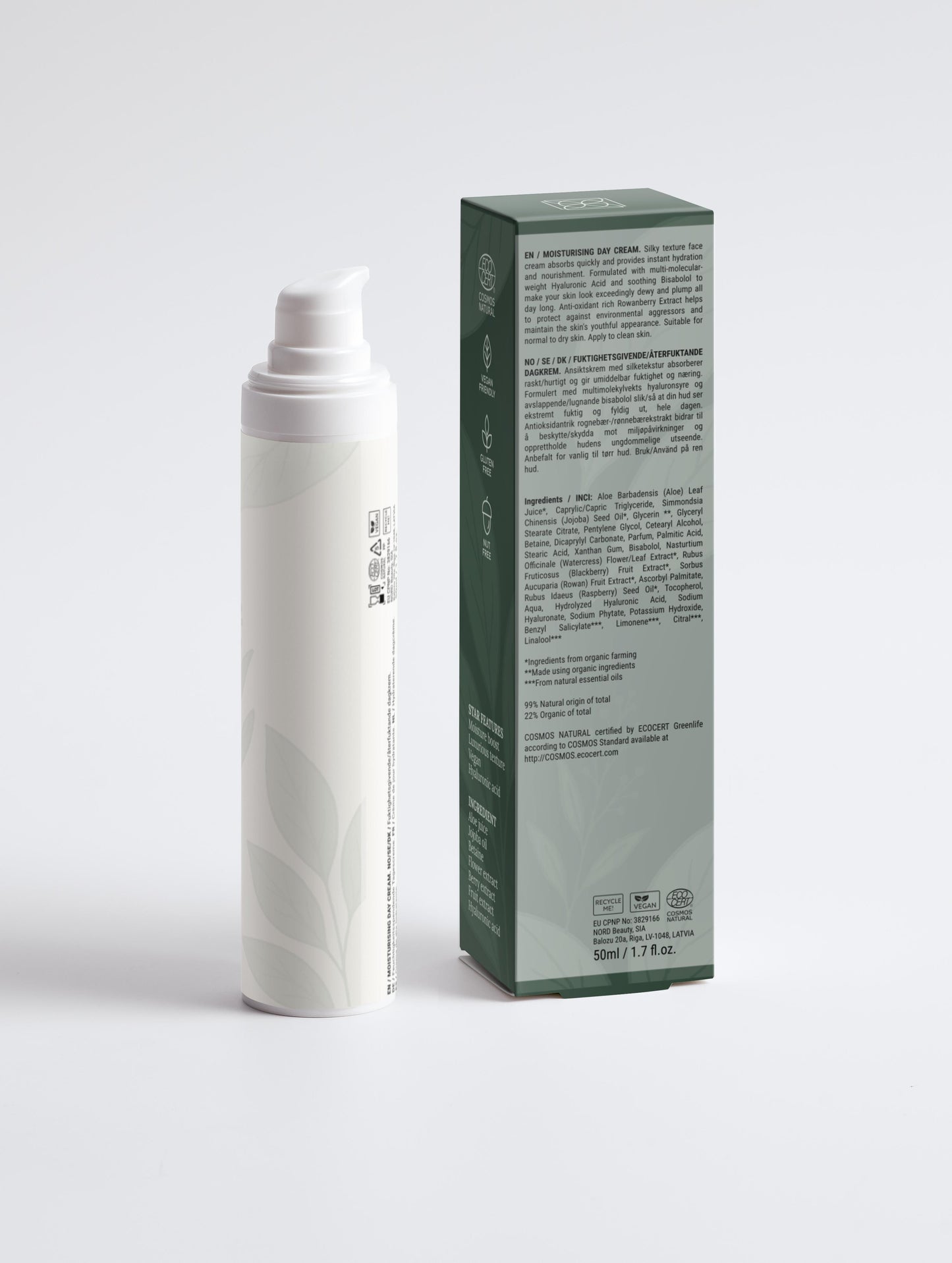Gesichts-Feuchtigkeitscreme mit Hyaluron 50ml Verpackung Rückseite