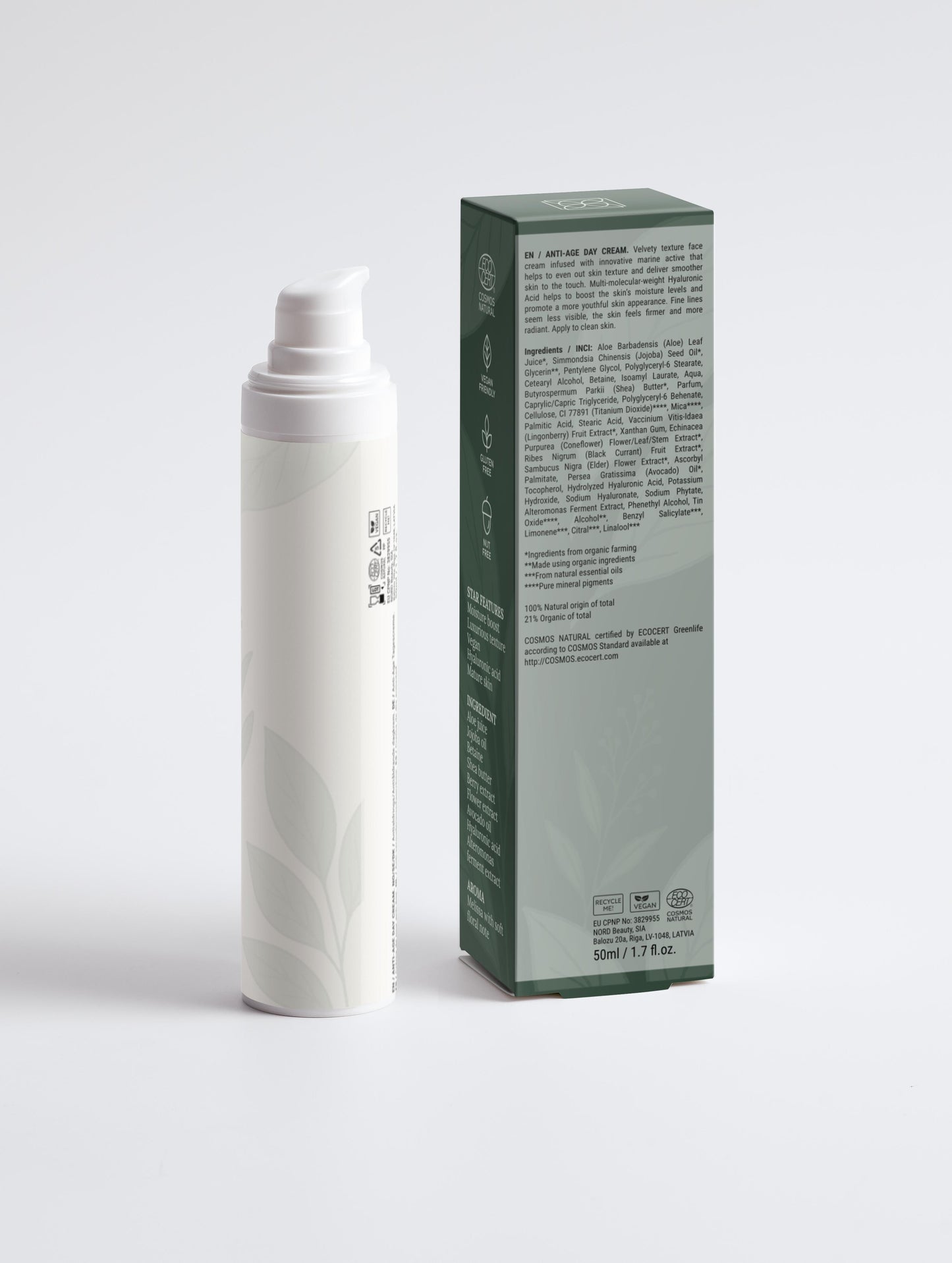Anti Age Feuchtigkeitscreme für reife Haut 50ml Verpackung Rückseite