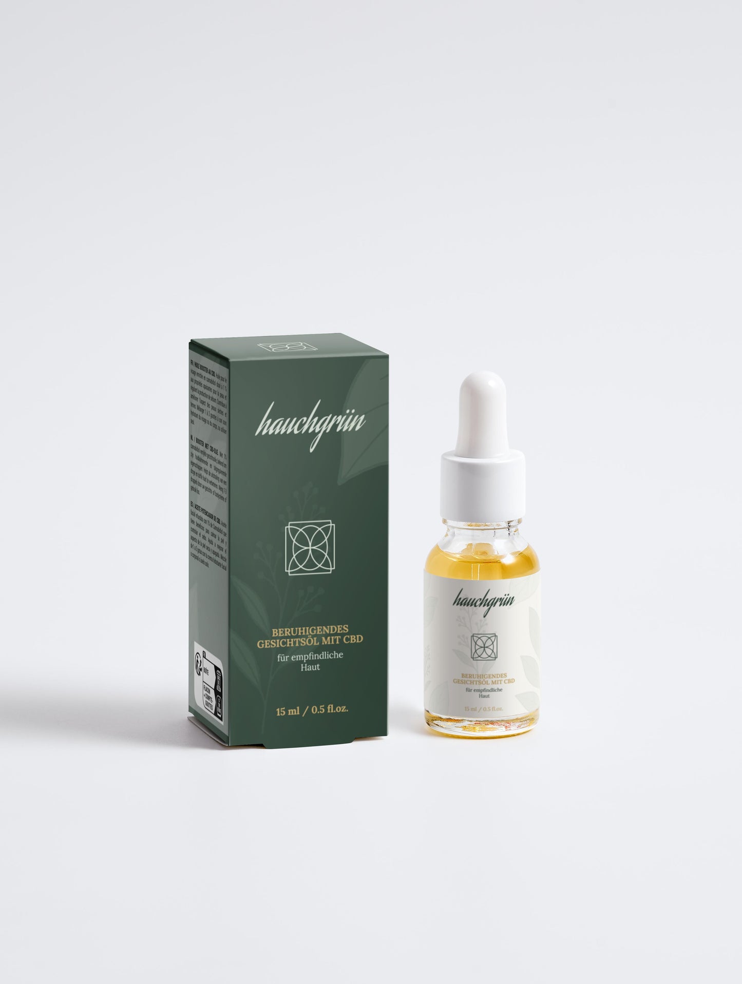 Beruhigendes Naturkosmetik Gesichtsöl mit CBD für empfindliche Haut 15ml Verpackung Vorderseite