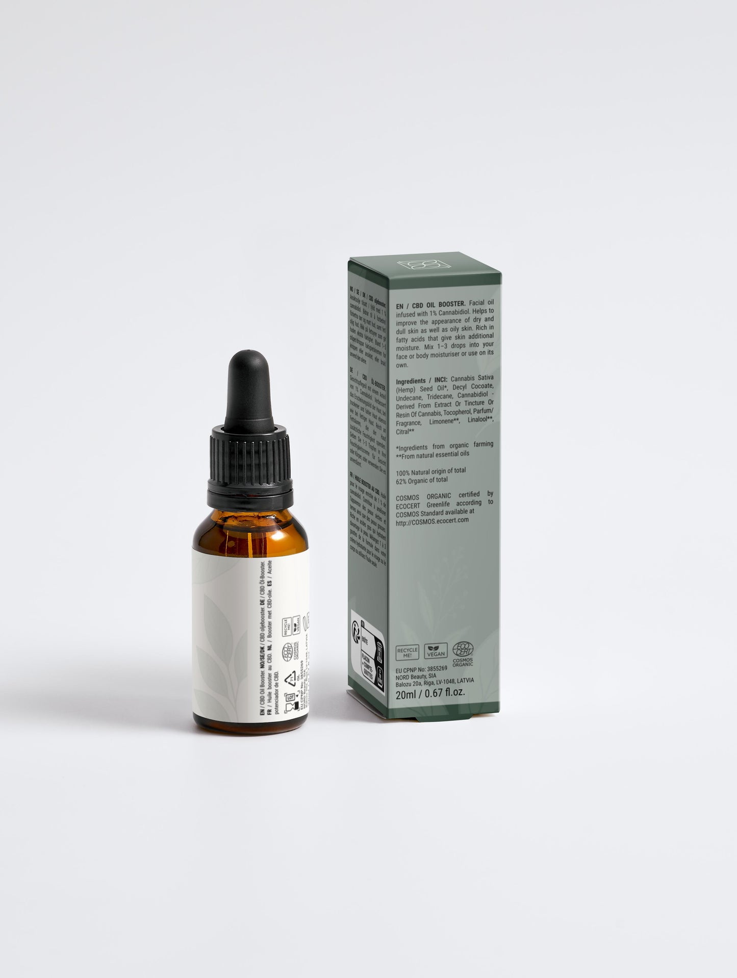 Beruhigendes Naturkosmetik Gesichtsöl mit CBD für empfindliche Haut 20ml Verpackung Rückseite