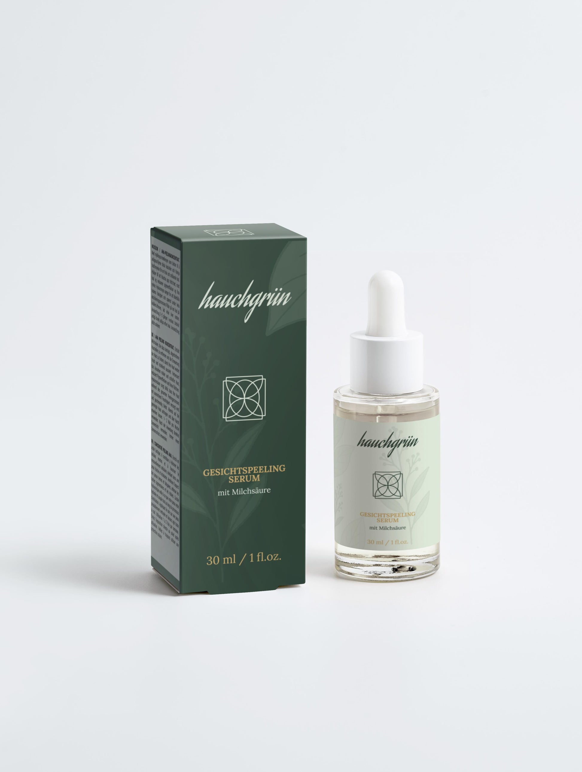 Chemisches Gesichtspeeling-Serum mit Milchsäure Verpackung Vorderseite