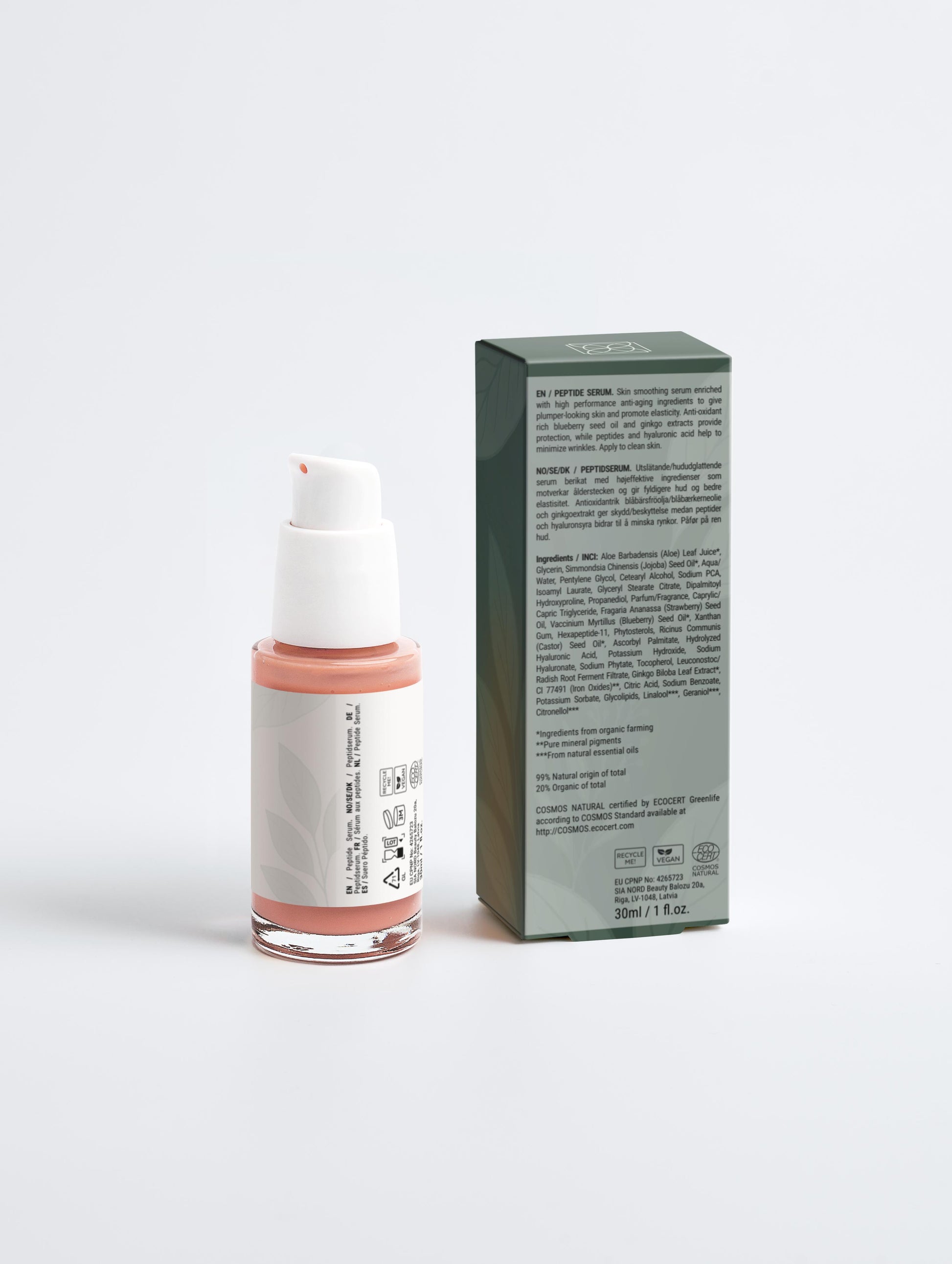 Gesichtsserum mit Peptiden Verpackung Rückseite