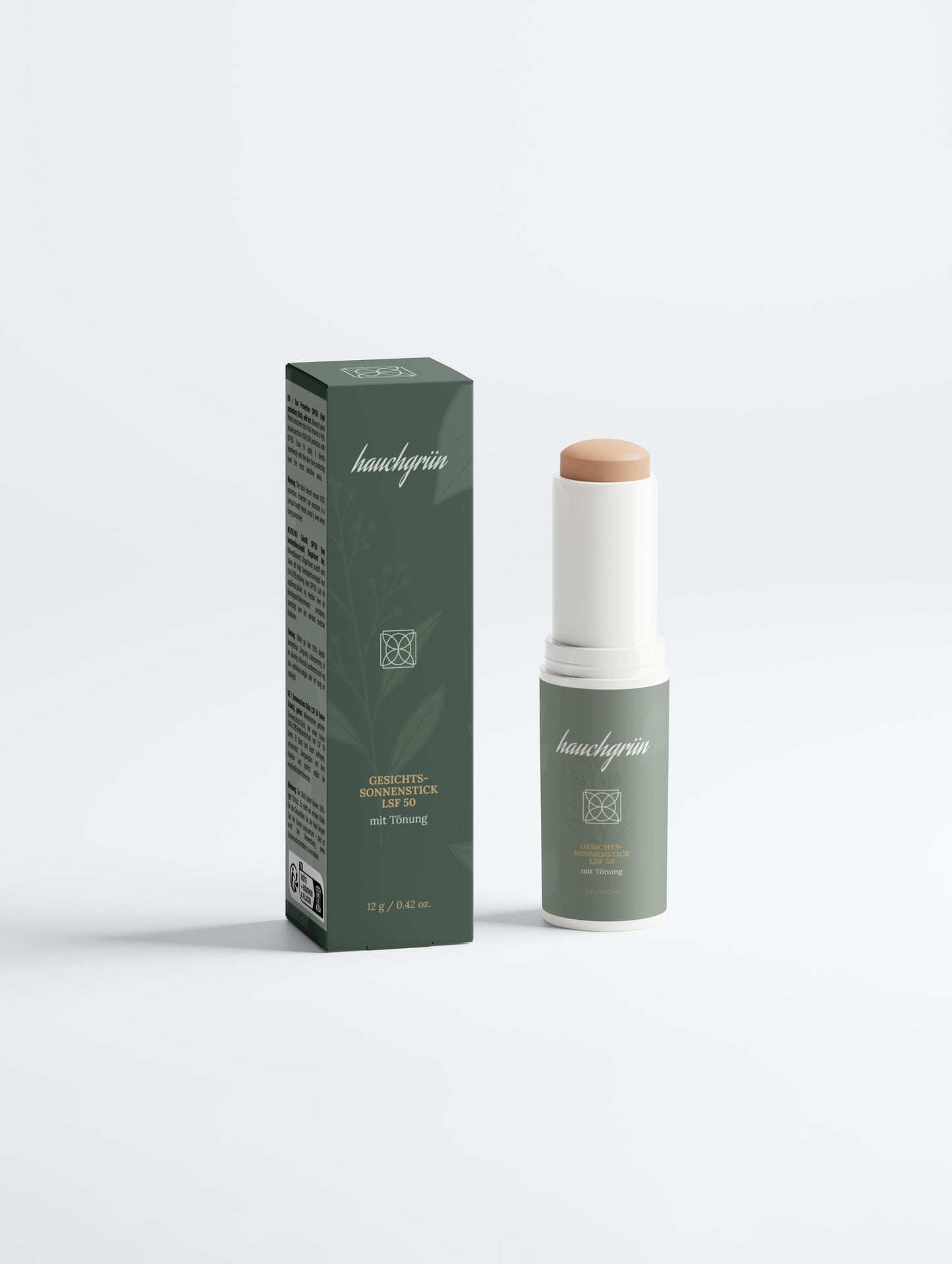 Mineralischer Gesichts-Sonnenstick LSF 50 mit Tönung Verpackung Vorderseite