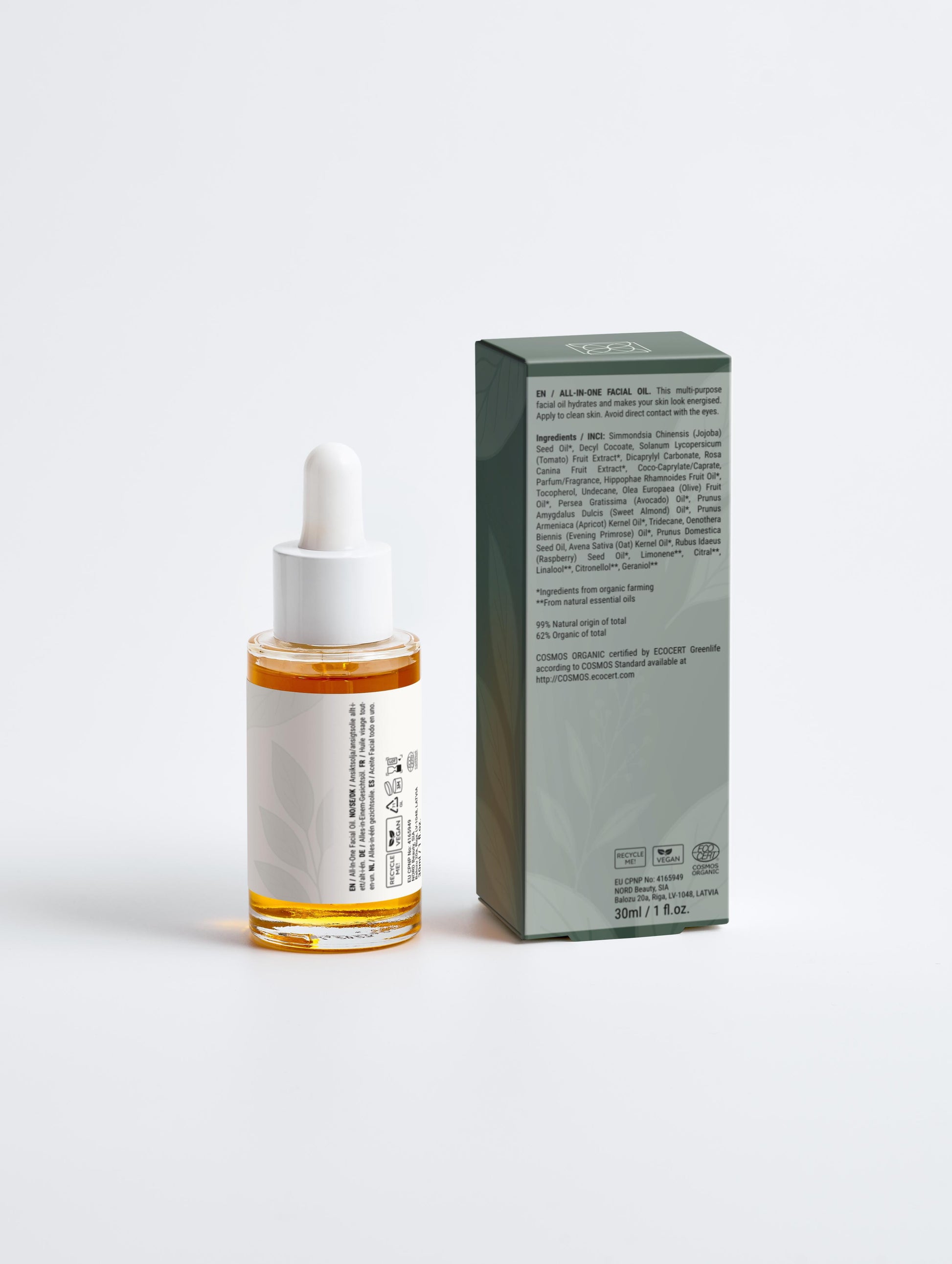 Nährendes Naturkosmetik Gesichtsöl für trockene Haut Verpackung Rückseite