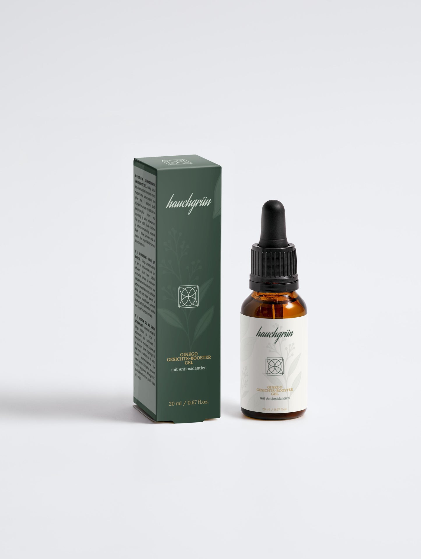 Ölfreies Ginkgo Gesichts-Booster Gel mit Antioxidantien 20ml Verpackung Vorderseite